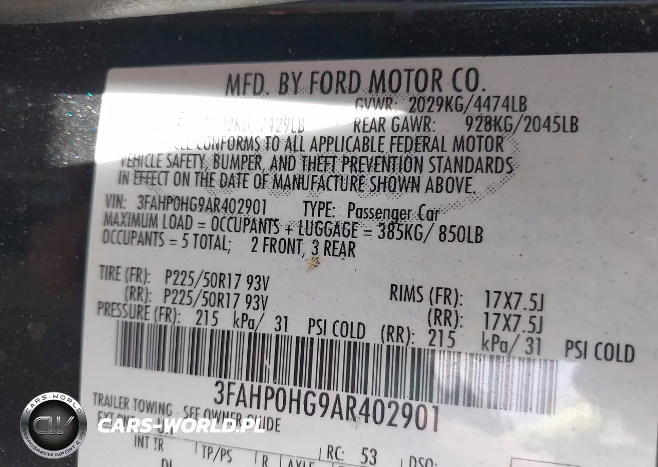 2010 Ford Fusion Se VIN:3FAHP0HG9AR402901 - 9