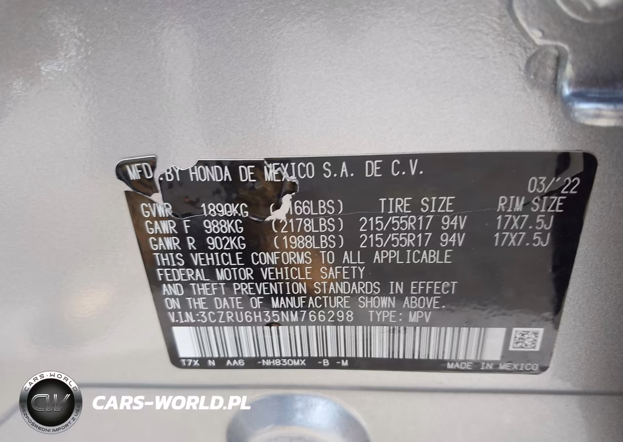 2022 Honda Hr-V Awd Lx VIN:3CZRU6H35NM766298 - 9