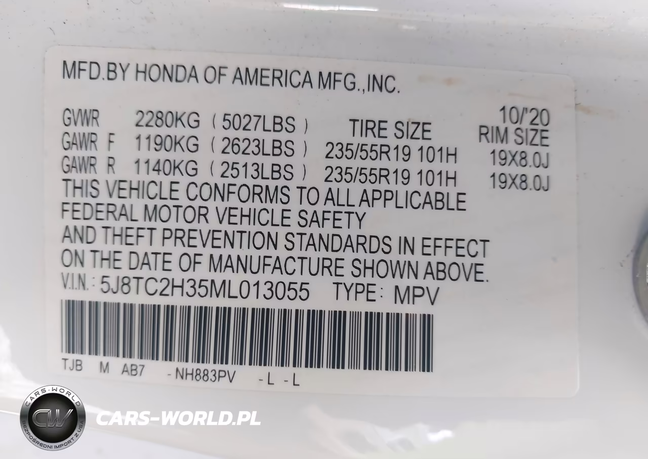 2021 Acura Rdx Standard VIN:5J8TC2H35ML013055 - 9