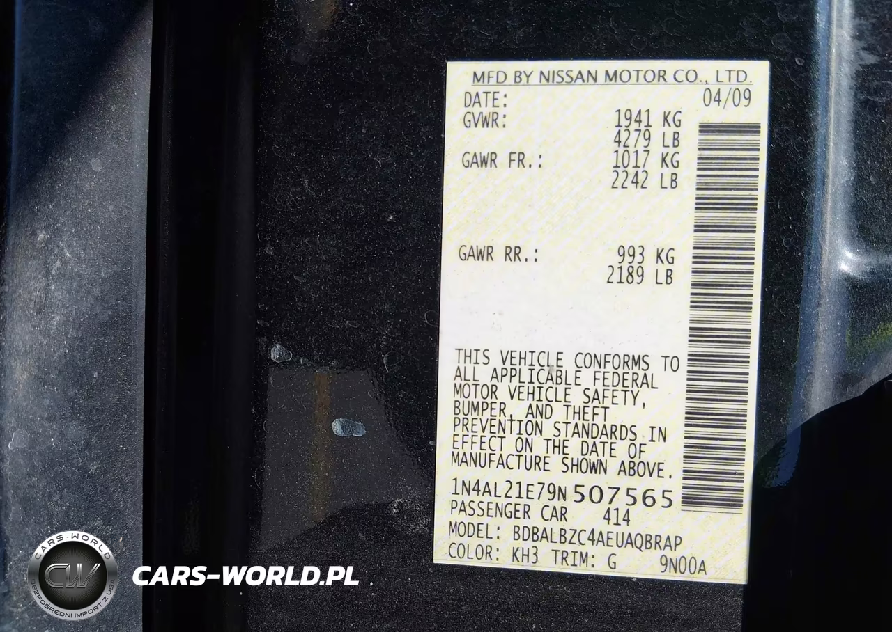 2009 Nissan Altima 2.5 S VIN:1N4AL21E79N507565 - 9