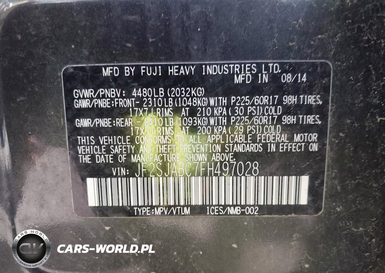 2015 Subaru Forester 2.5I VIN:JF2SJABC7FH497028 - 9