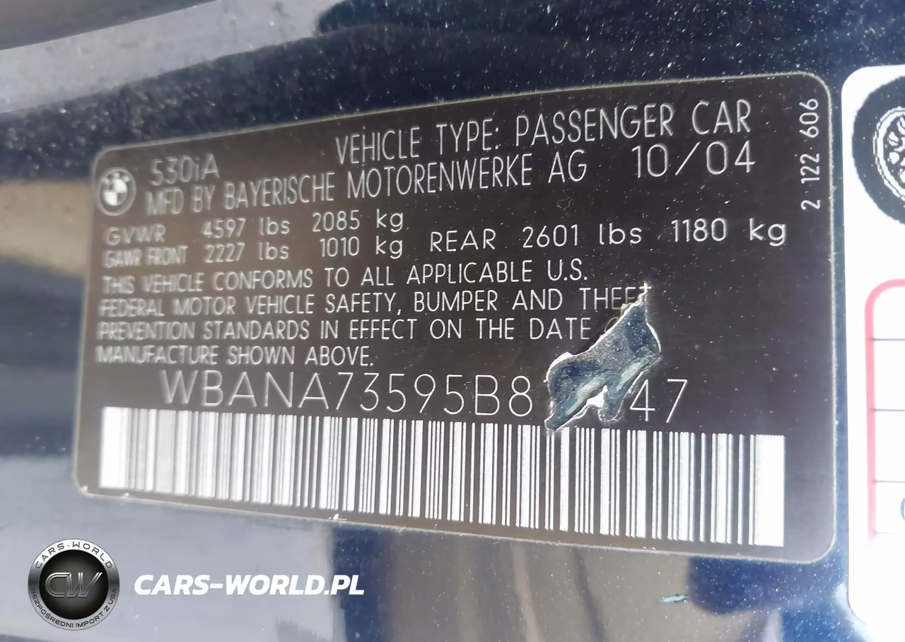 2005 BMW 530I VIN:WBANA73595B816247 - 9