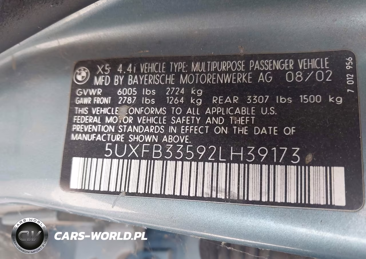 2002 BMW X5 4.4I VIN:5UXFB33592LH39173 - 9
