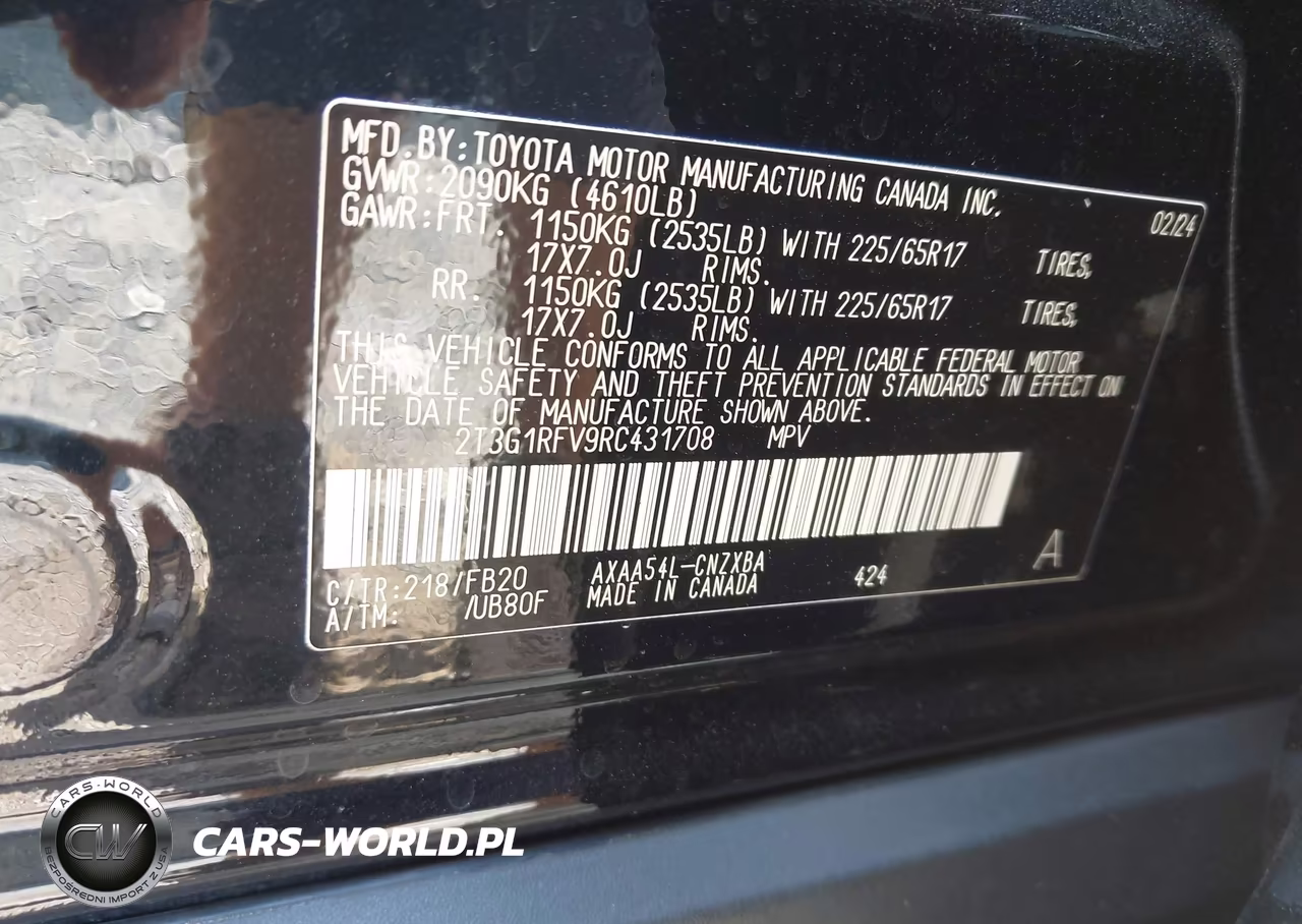 2024 Toyota Rav4 Le VIN:2T3G1RFV9RC431708 - 9
