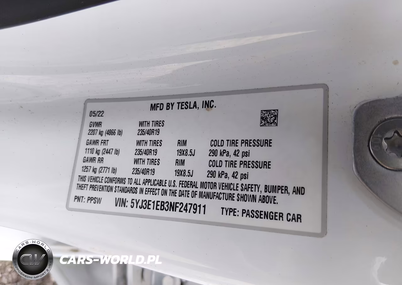 2022 Tesla Model 3 Long Range Dual Motor All-Wheel Drive VIN:5YJ3E1EB3NF247911 - 9