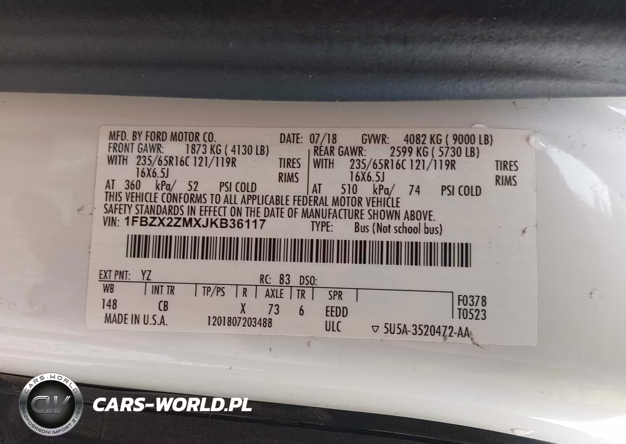 2018 Ford Transit-350 Xl VIN:1FBZX2ZMXJKB36117 - 9