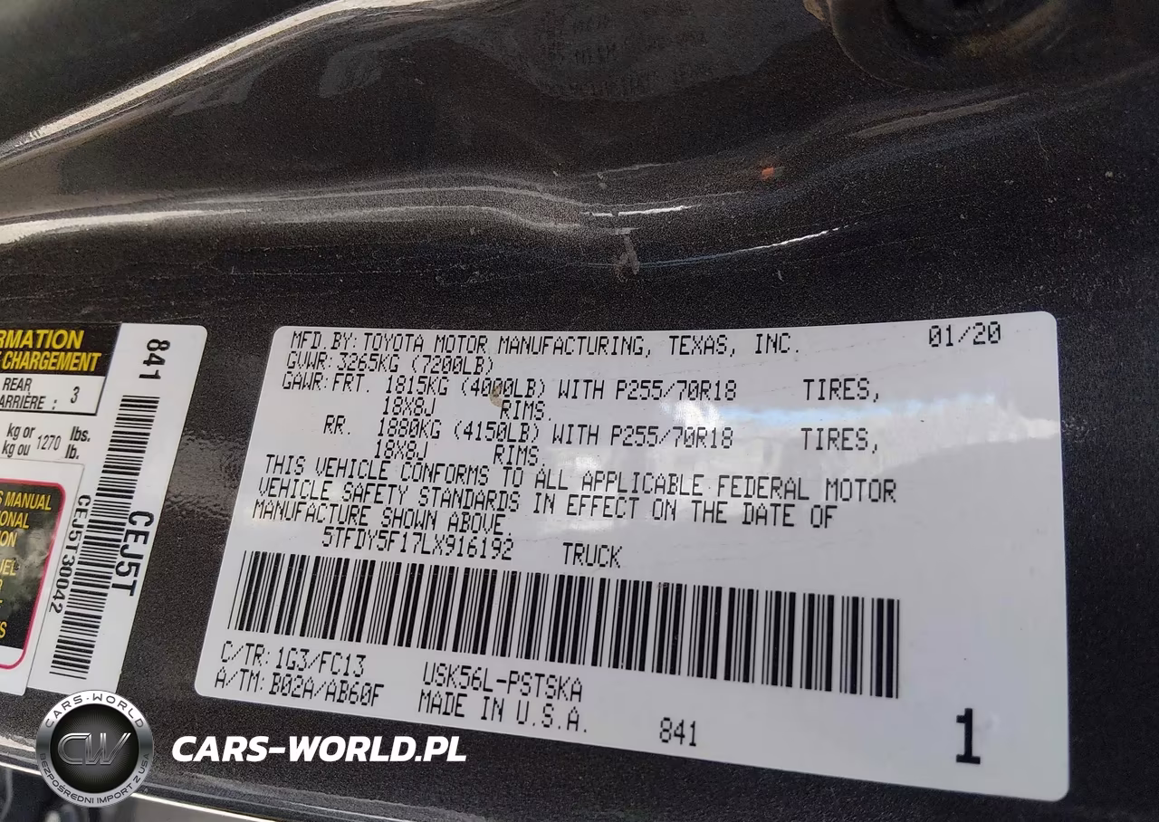 2020 Toyota Tundra Sr5 VIN:5TFDY5F17LX916192 - 9