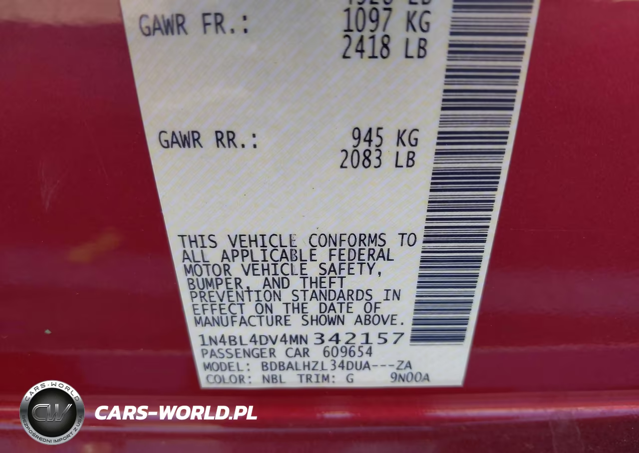 2021 Nissan Altima Sv Fwd VIN:1N4BL4DV4MN342157 - 9