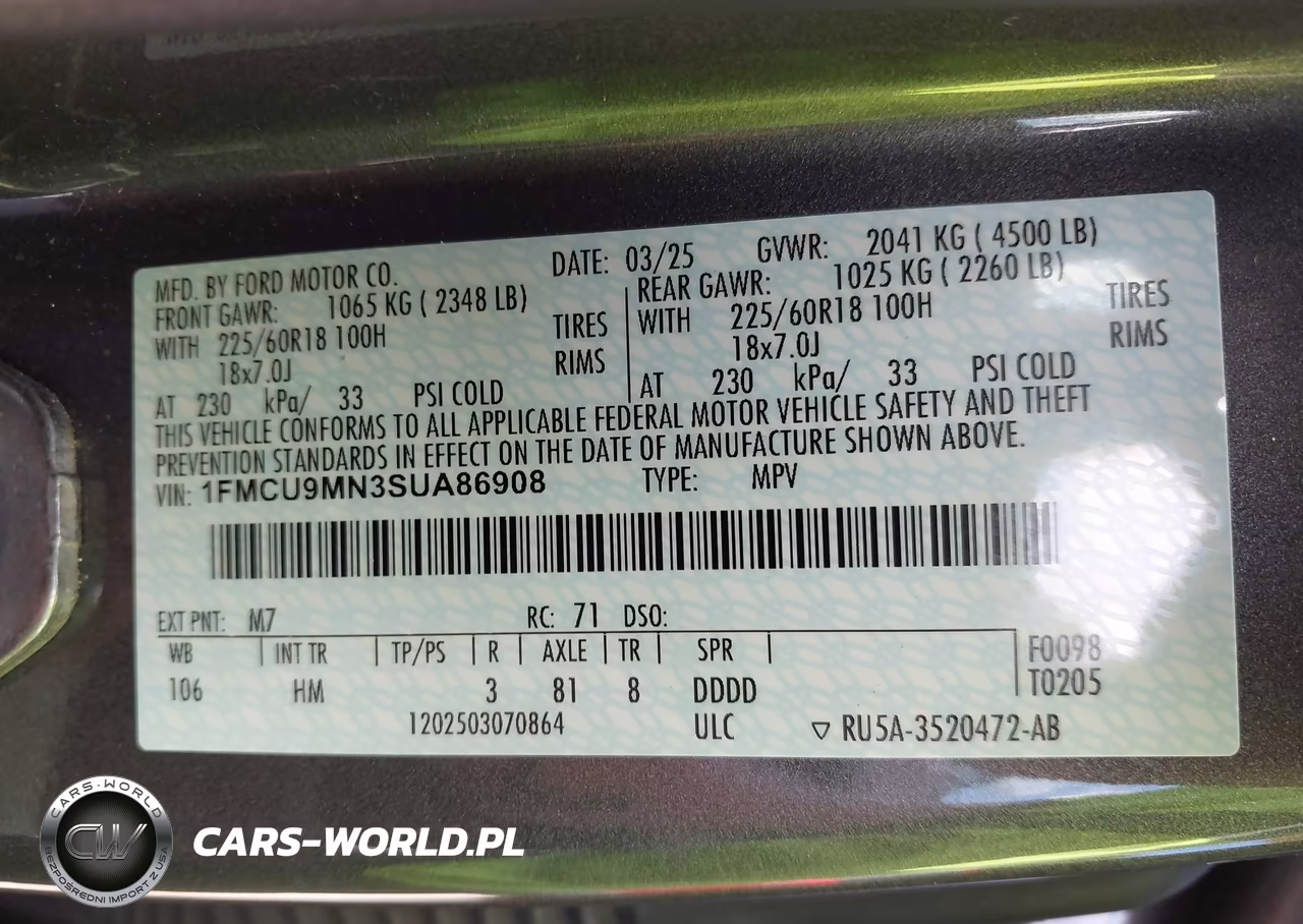 2025 Ford Escape St-Line VIN:1FMCU9MN3SUA86908 - 9