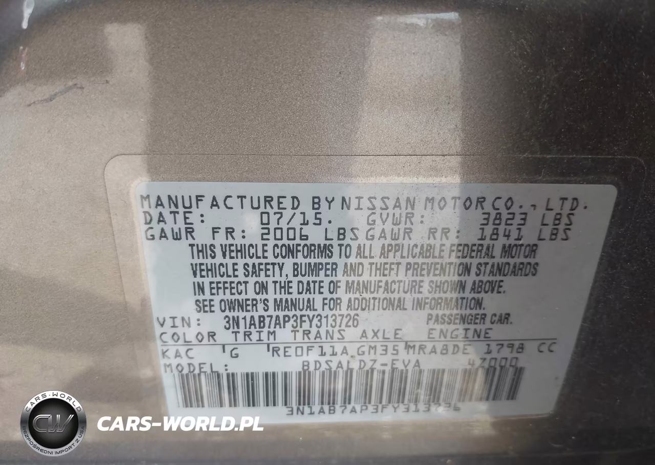 2015 Nissan Sentra Sv VIN:3N1AB7AP3FY313726 - 9