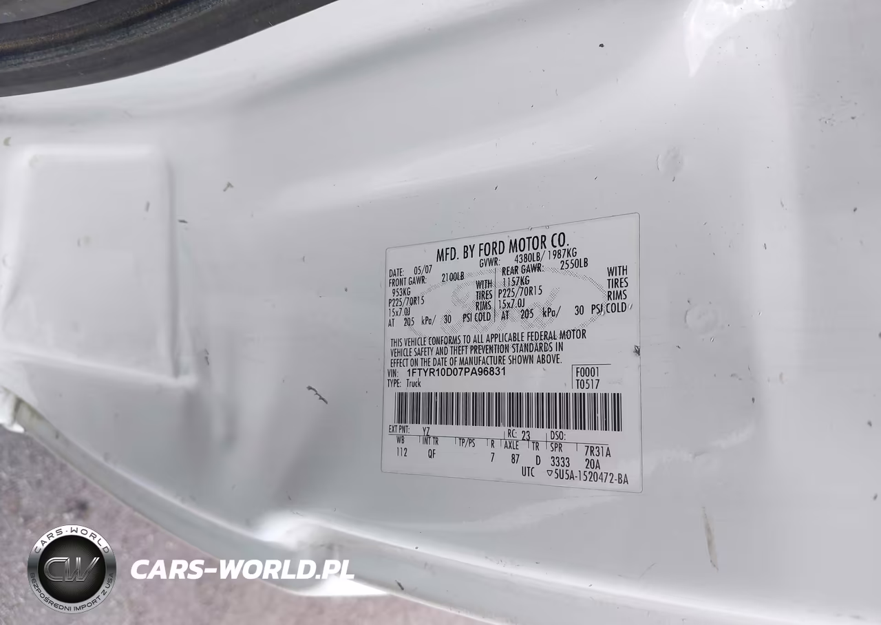 2007 Ford Ranger Stx-Xl-Xlt VIN:1FTYR10D07PA96831 - 9
