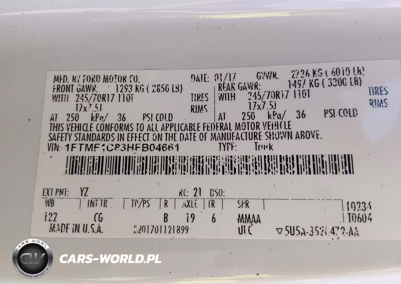 2017 Ford F-150 Xl VIN:1FTMF1C83HFB04661 - 9