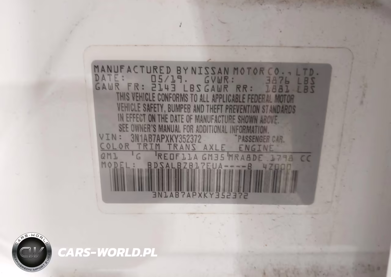 2019 Nissan Sentra S VIN:3N1AB7APXKY352372 - 9