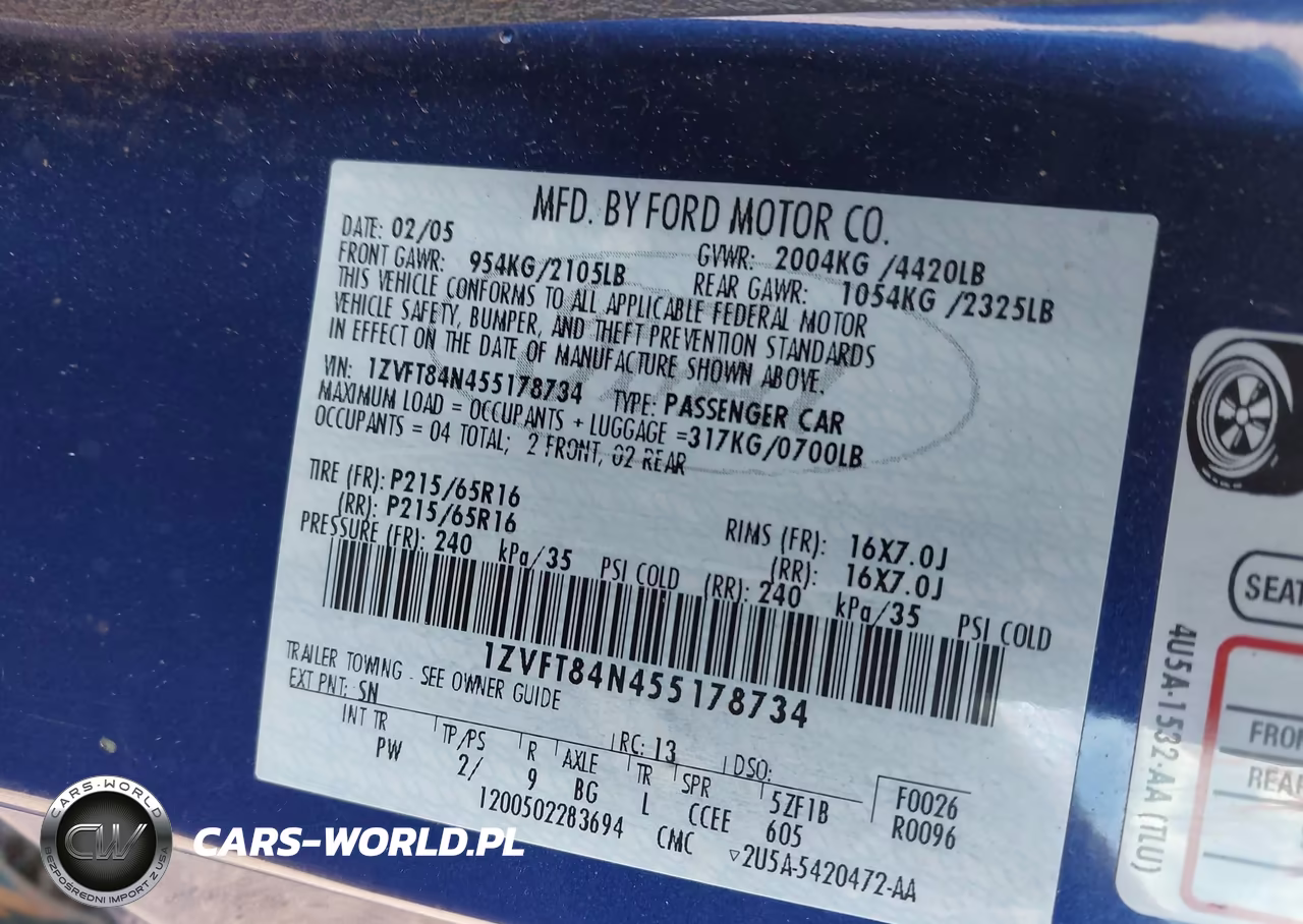 2005 Ford Mustang VIN:1ZVFT84N455178734 - 9