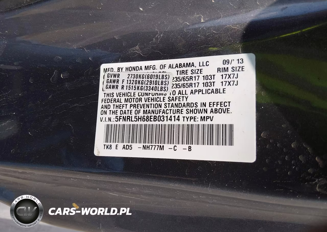 2014 Honda Odyssey Ex-L VIN:5FNRL5H68EB031414 - 9