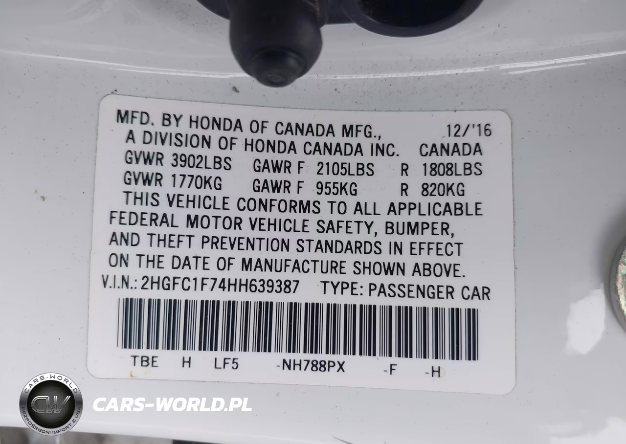 2017 Honda Civic Ex-L VIN:2HGFC1F74HH639387 - 9