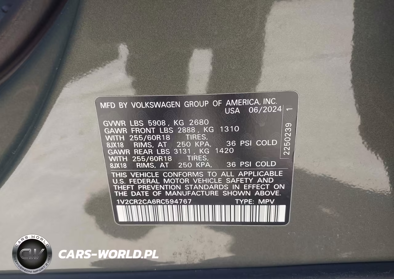2024 Volkswagen Atlas 2.0T Peak Edition Se W-Technology VIN:1V2CR2CA6RC594767 - 9