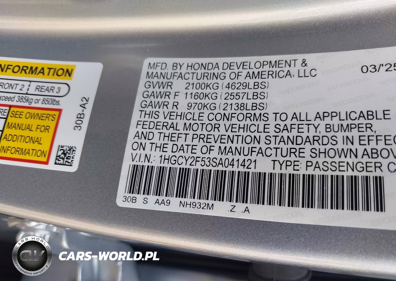 2025 Honda Accord Hybrid Sport VIN:1HGCY2F53SA041421 - 9
