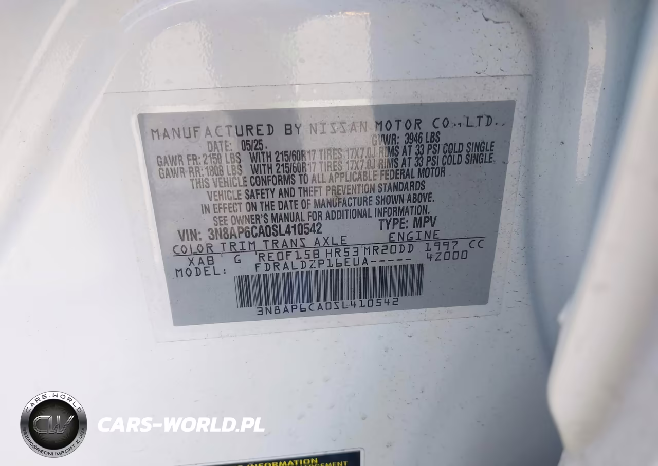 2025 Nissan Kicks Sv Fwd VIN:3N8AP6CA0SL410542 - 9