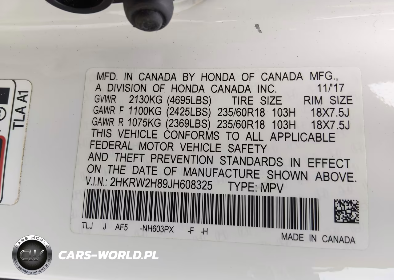 2018 Honda Cr-V Ex-L-Ex-L Navi VIN:2HKRW2H89JH608325 - 9