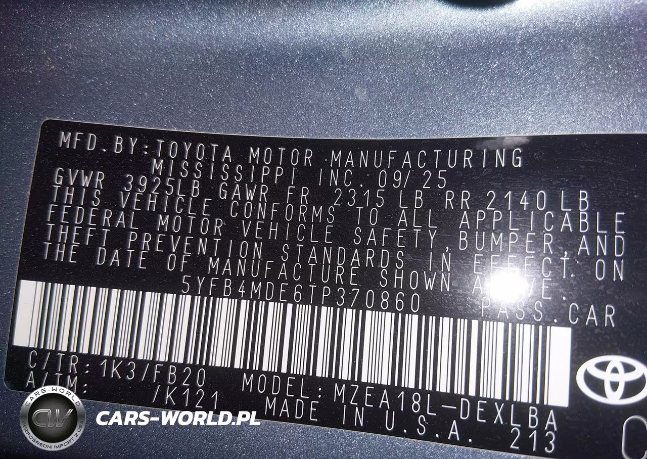 2026 Toyota Corolla Le VIN:5YFB4MDE6TP370860 - 9