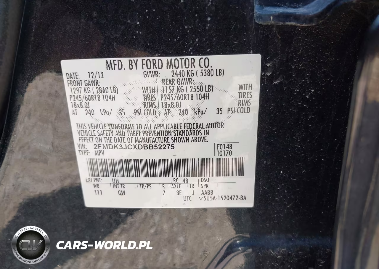 2013 Ford Edge Sel VIN:2FMDK3JCXDBB52275 - 9