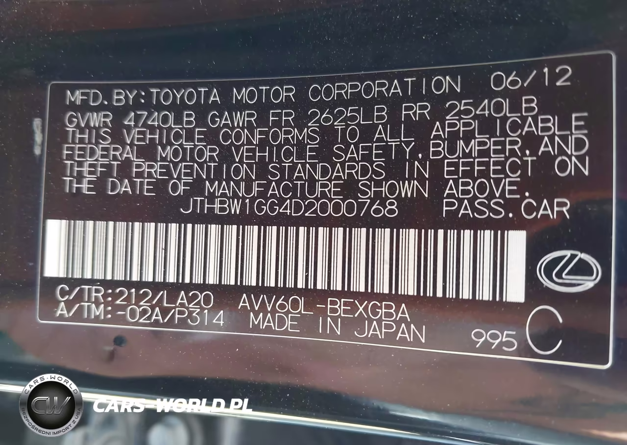 2013 Lexus Es 300H VIN:JTHBW1GG4D2000768 - 9