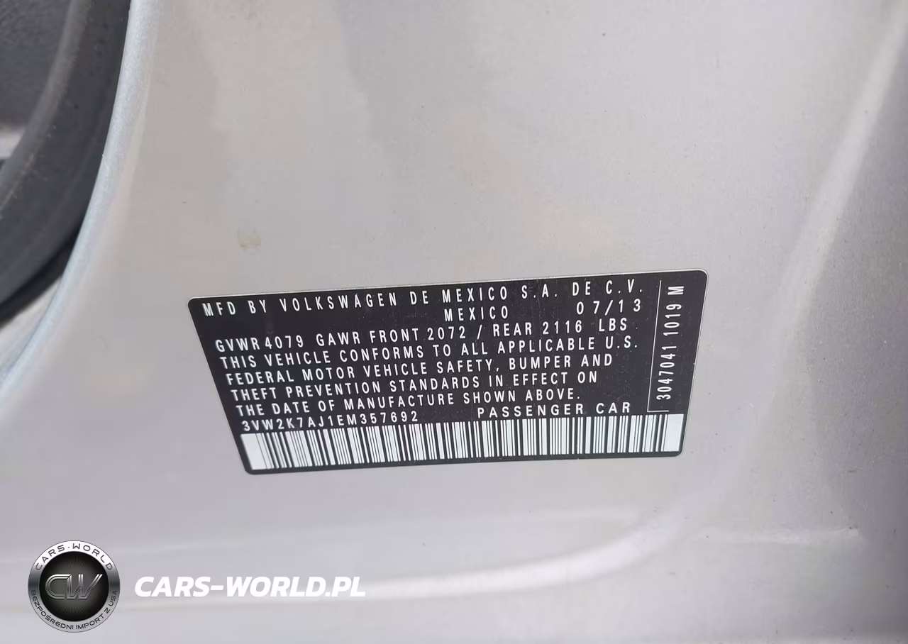 2014 Volkswagen Jetta 2.0L S VIN:3VW2K7AJ1EM357692 - 9