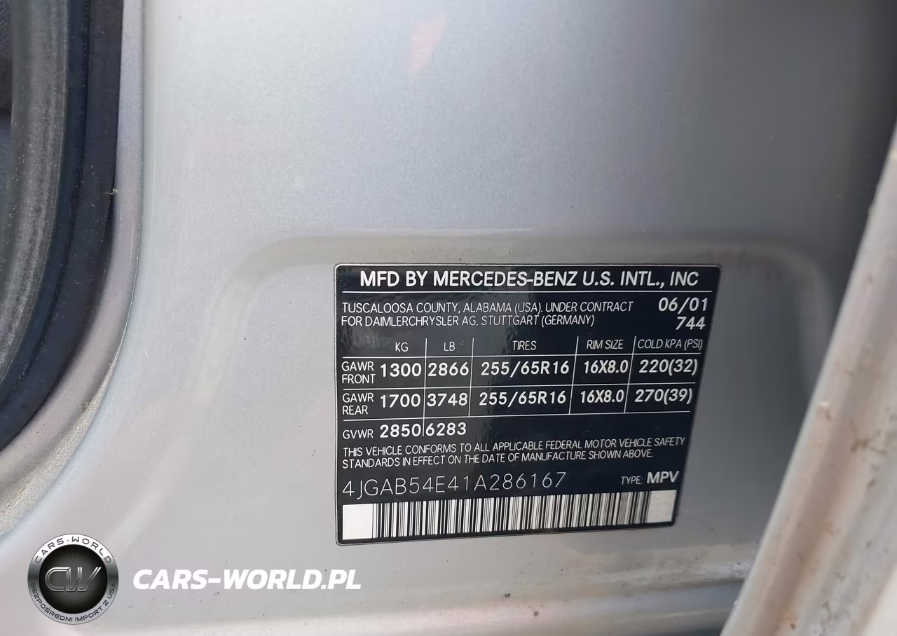 2001 Mercedes-Benz Ml 320 VIN:4JGAB54E41A286167 - 9