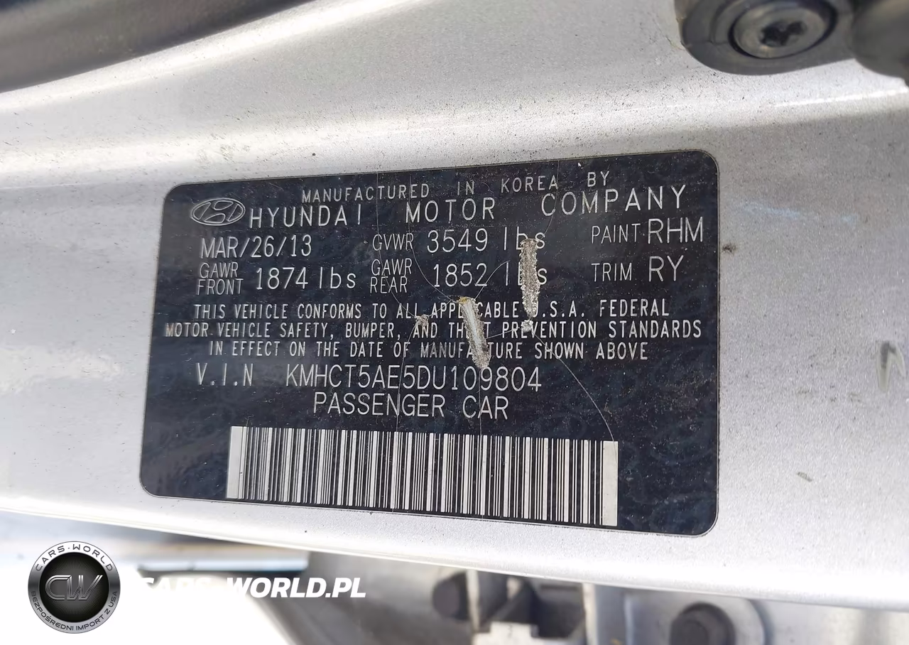 2013 Hyundai Accent Gs VIN:KMHCT5AE5DU109804 - 9