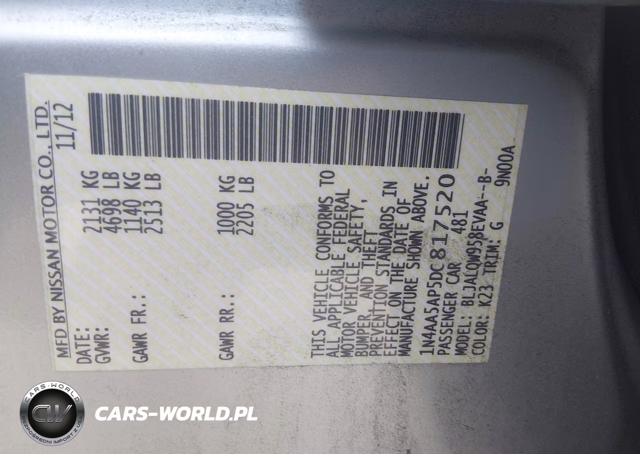 2013 Nissan Maxima 3.5 S VIN:1N4AA5AP5DC817520 - 9