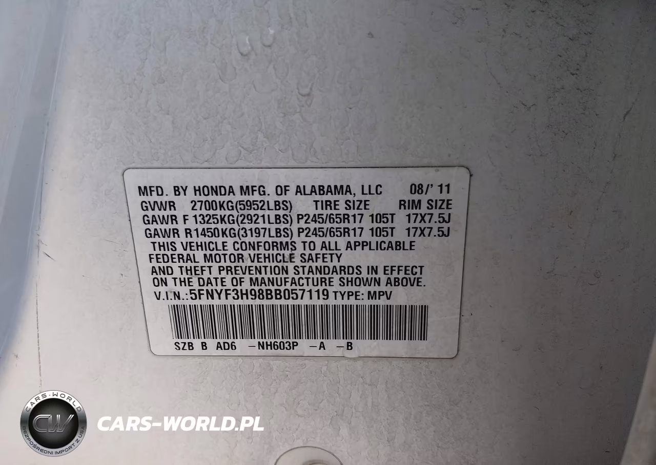 2011 Honda Pilot Touring VIN:5FNYF3H98BB057119 - 9