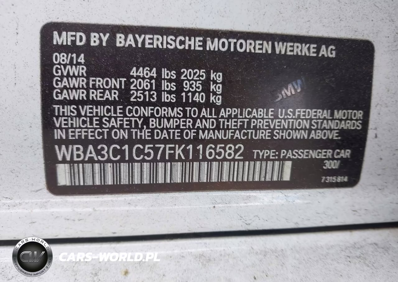 2015 BMW 328I VIN:WBA3C1C57FK116582 - 9
