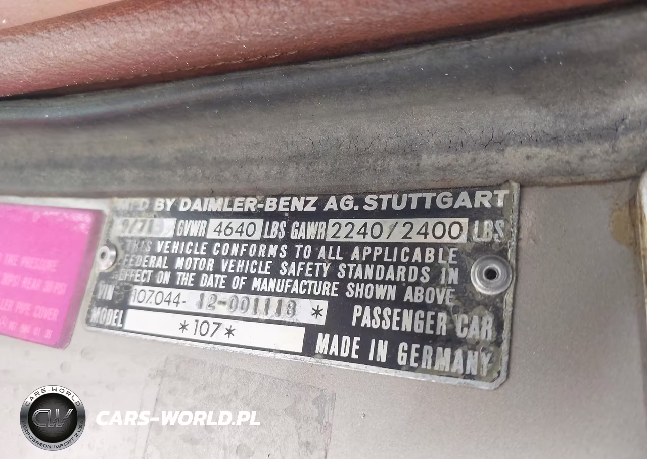 1972 Mercedes 350Sl VIN:350SL001118 - 9