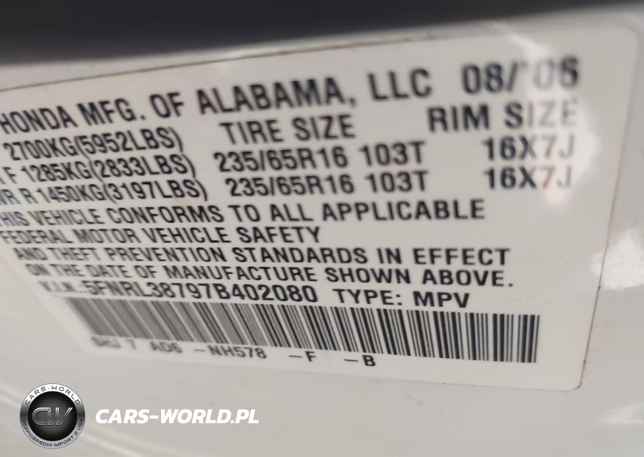 2007 Honda Odyssey Ex-L VIN:5FNRL38797B402080 - 9
