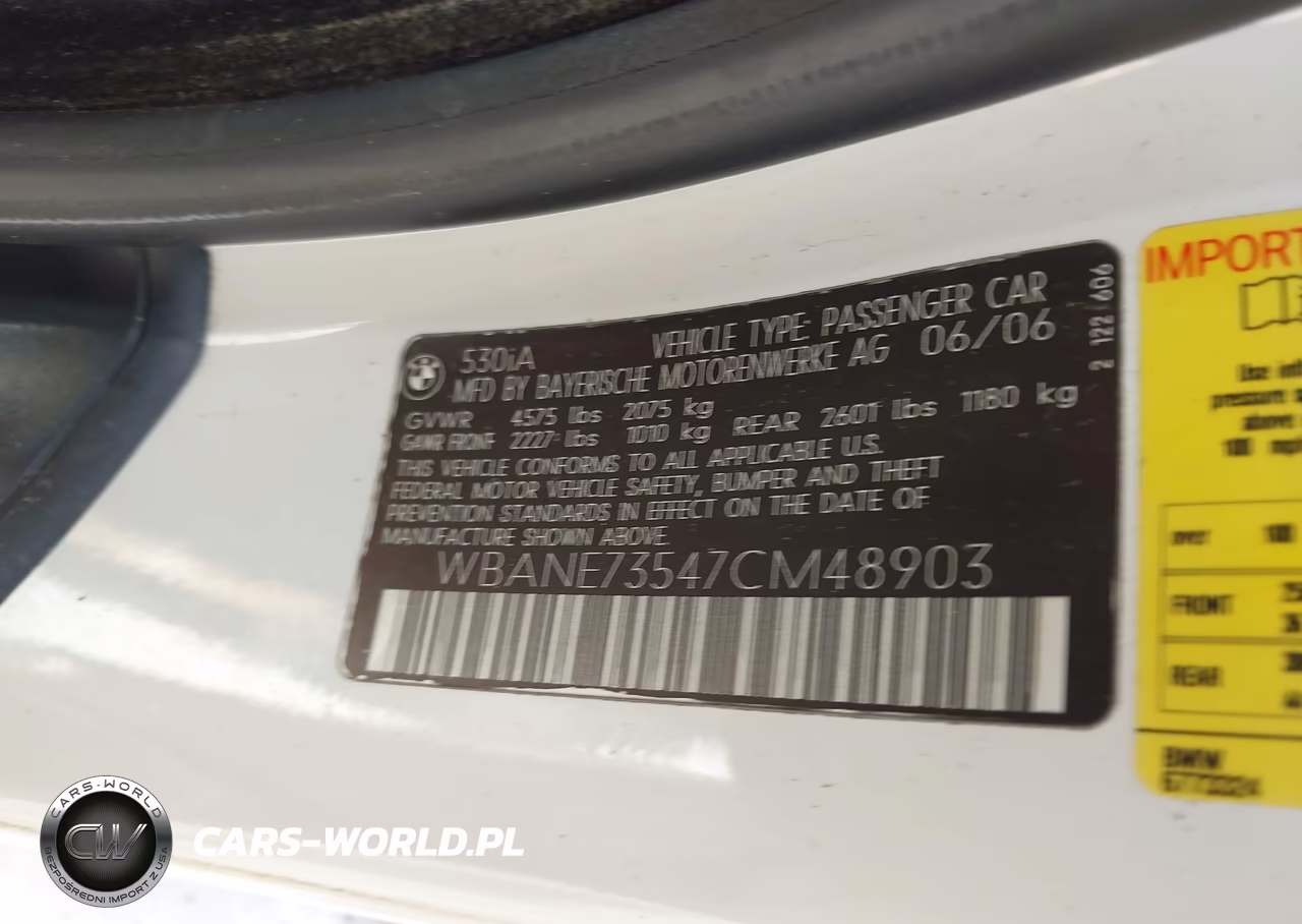 2007 BMW 530I VIN:WBANE73547CM48903 - 9