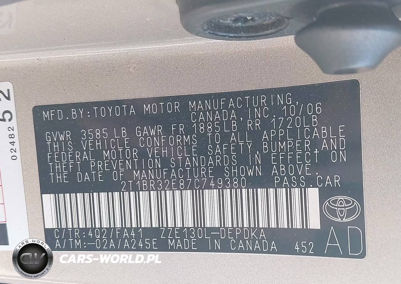 2007 Toyota Corolla Ce VIN:2T1BR32E87C749380 - 9