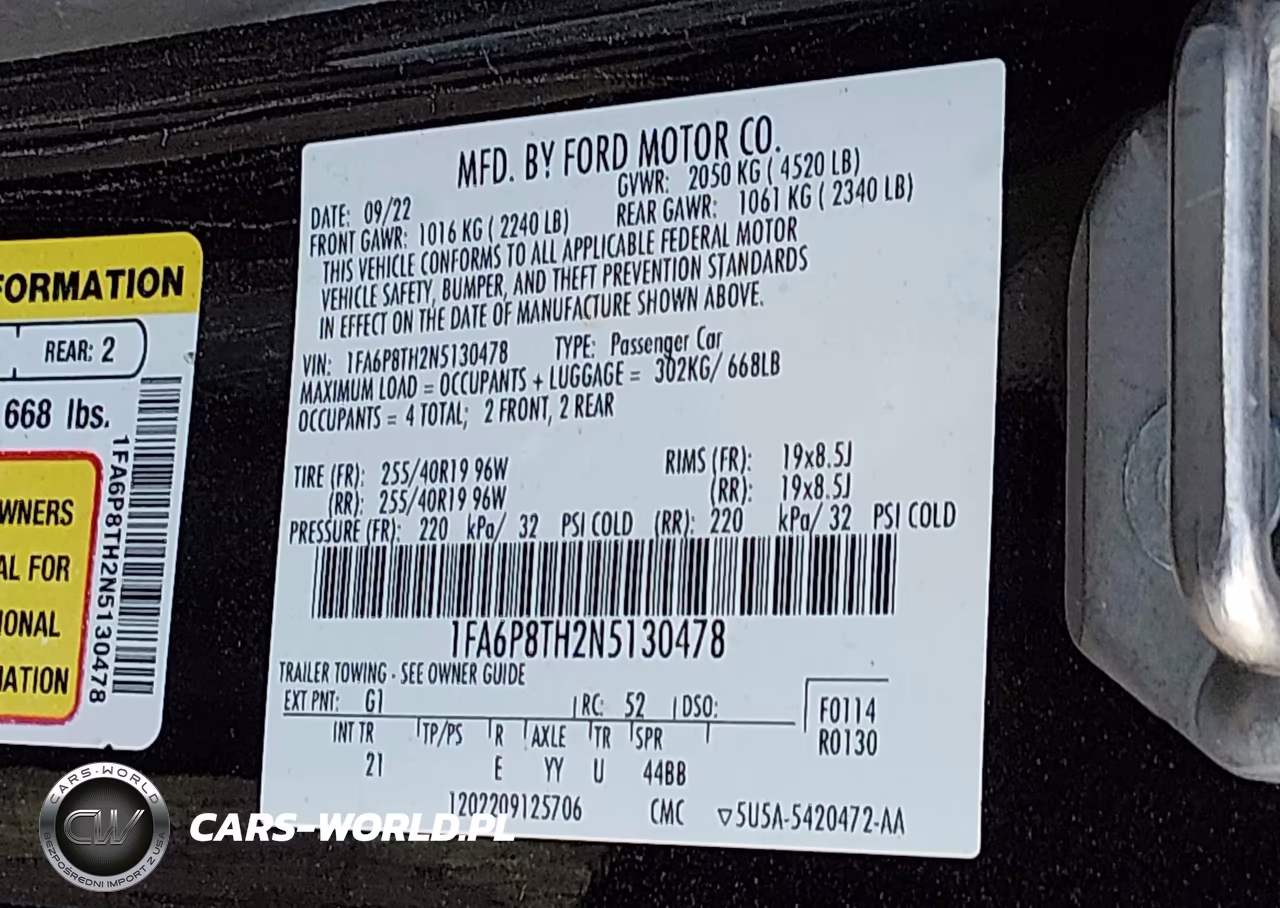 2022 Ford Mustang Ecoboost Fastback VIN:1FA6P8TH2N5130478 - 9