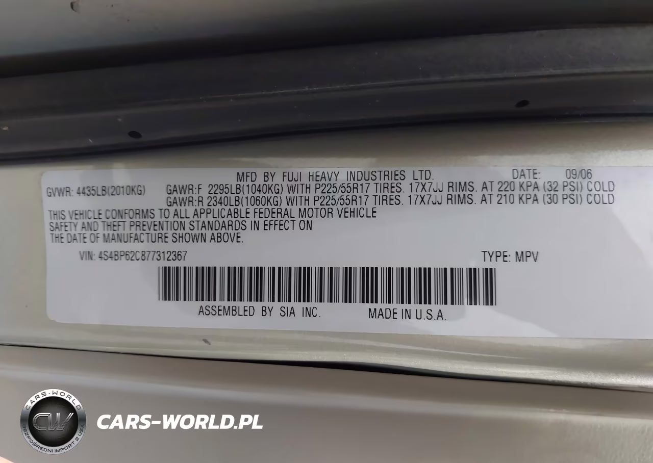 2007 Subaru Outback 2.5I Limited VIN:4S4BP62C877312367 - 9