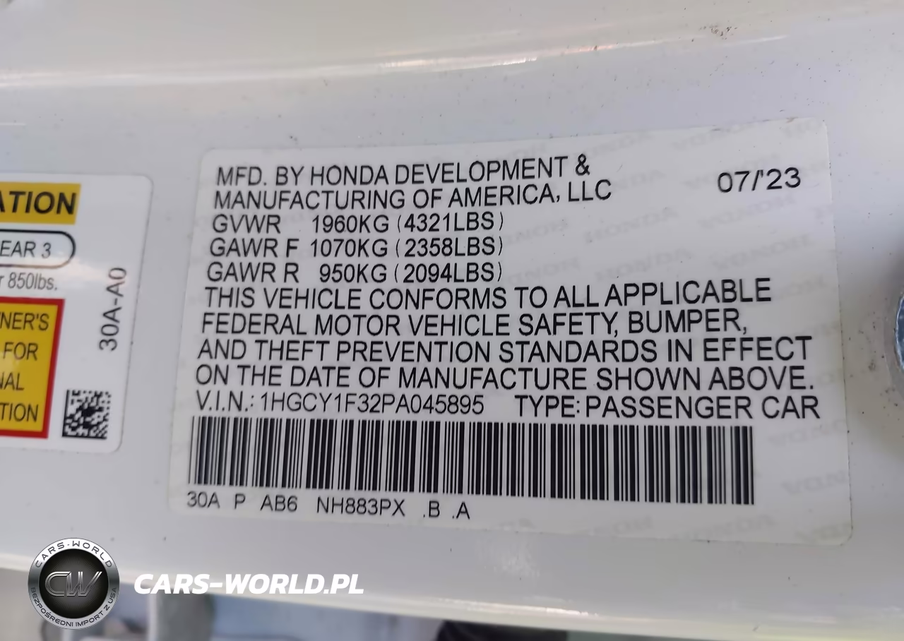 2023 Honda Accord Ex VIN:1HGCY1F32PA045895 - 9