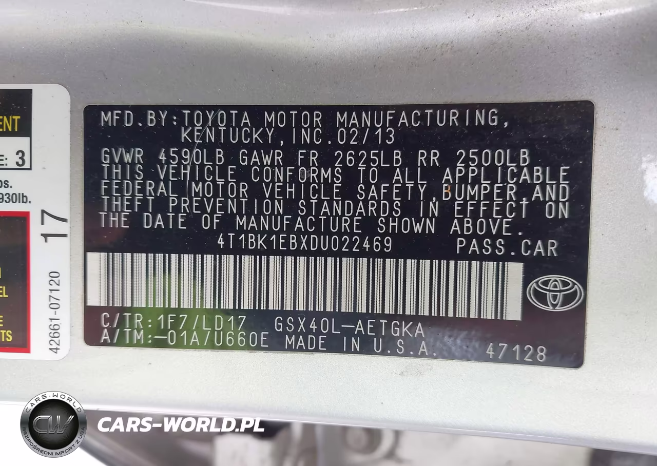 2013 Toyota Avalon Xle VIN:4T1BK1EBXDU022469 - 9