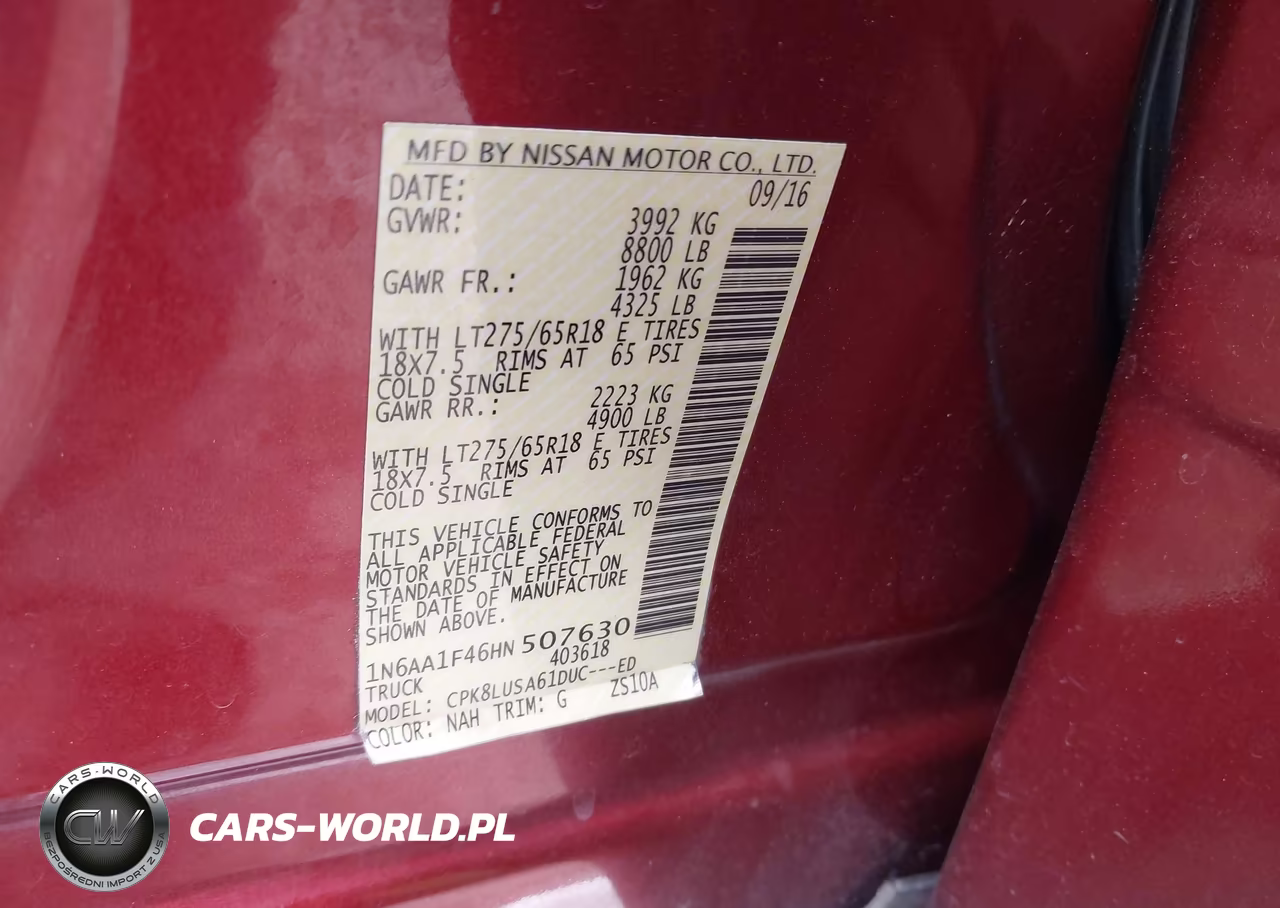 2017 Nissan Titan Xd Pro-4X Gas VIN:1N6AA1F46HN507630 - 9