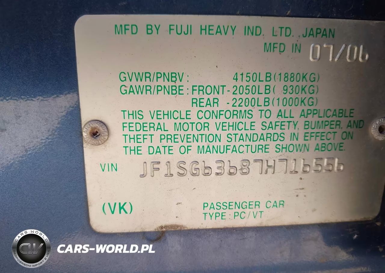 2007 Subaru Forester 2.5X VIN:JF1SG63687H716556 - 9