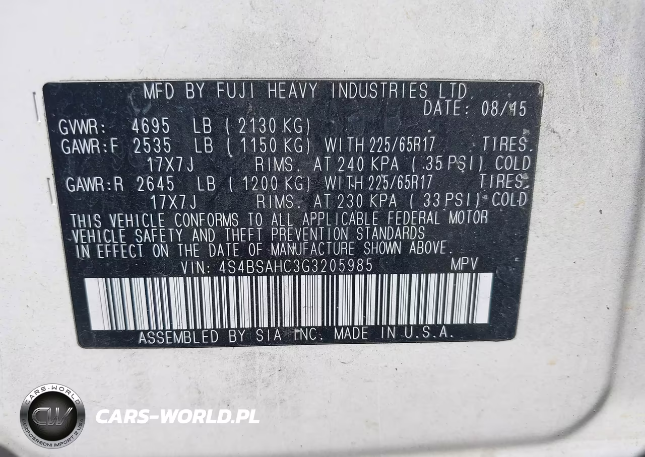 2016 Subaru Outback 2.5I Premium VIN:4S4BSAHC3G3205985 - 9