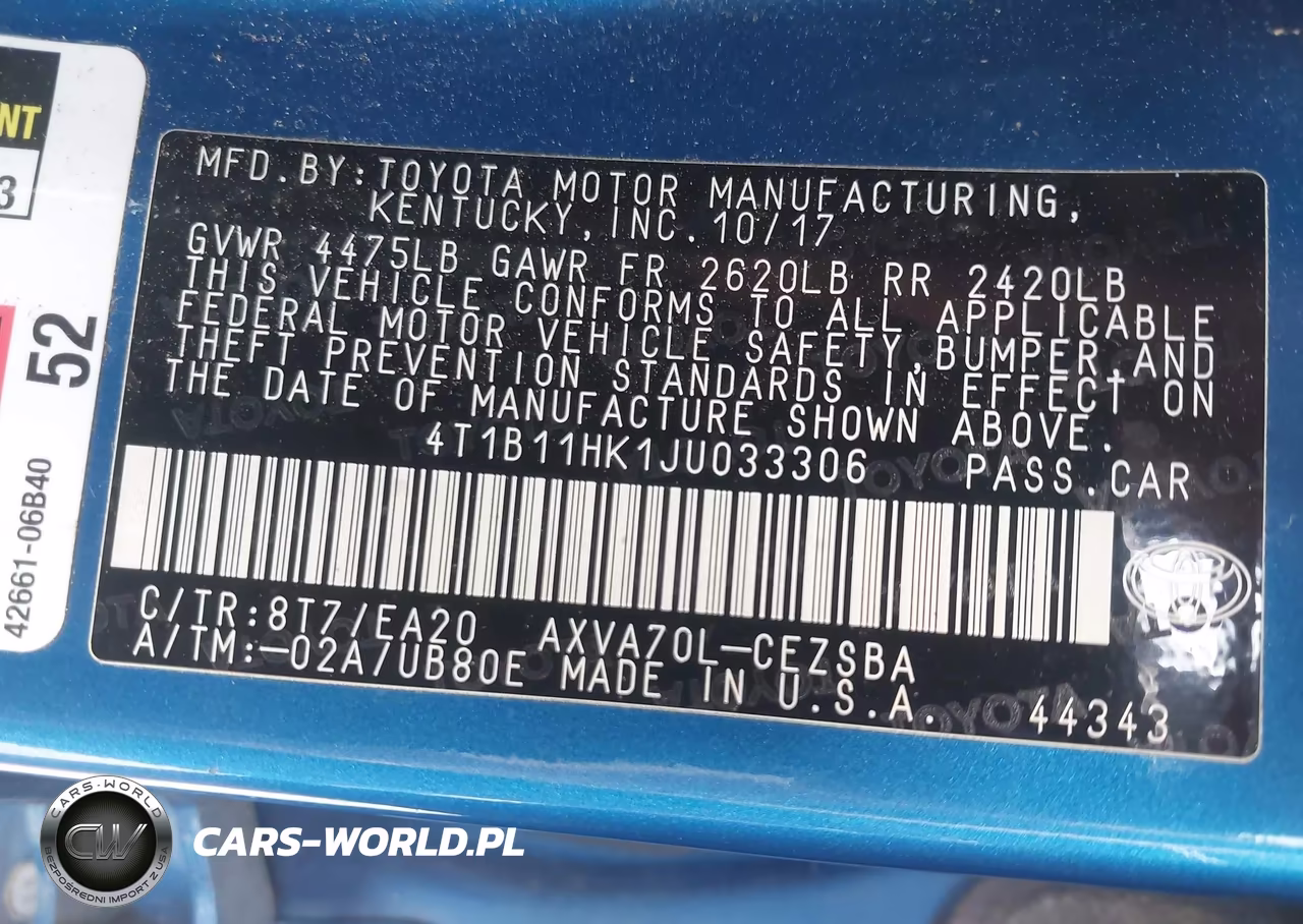 2018 Toyota Camry Se VIN:4T1B11HK1JU033306 - 9