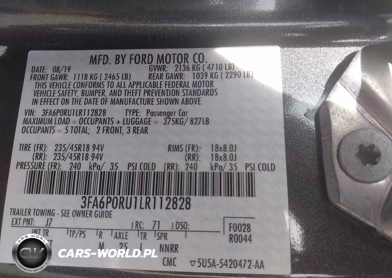 2020 Ford Fusion Hybrid Titanium VIN:3FA6P0RU1LR112828 - 9