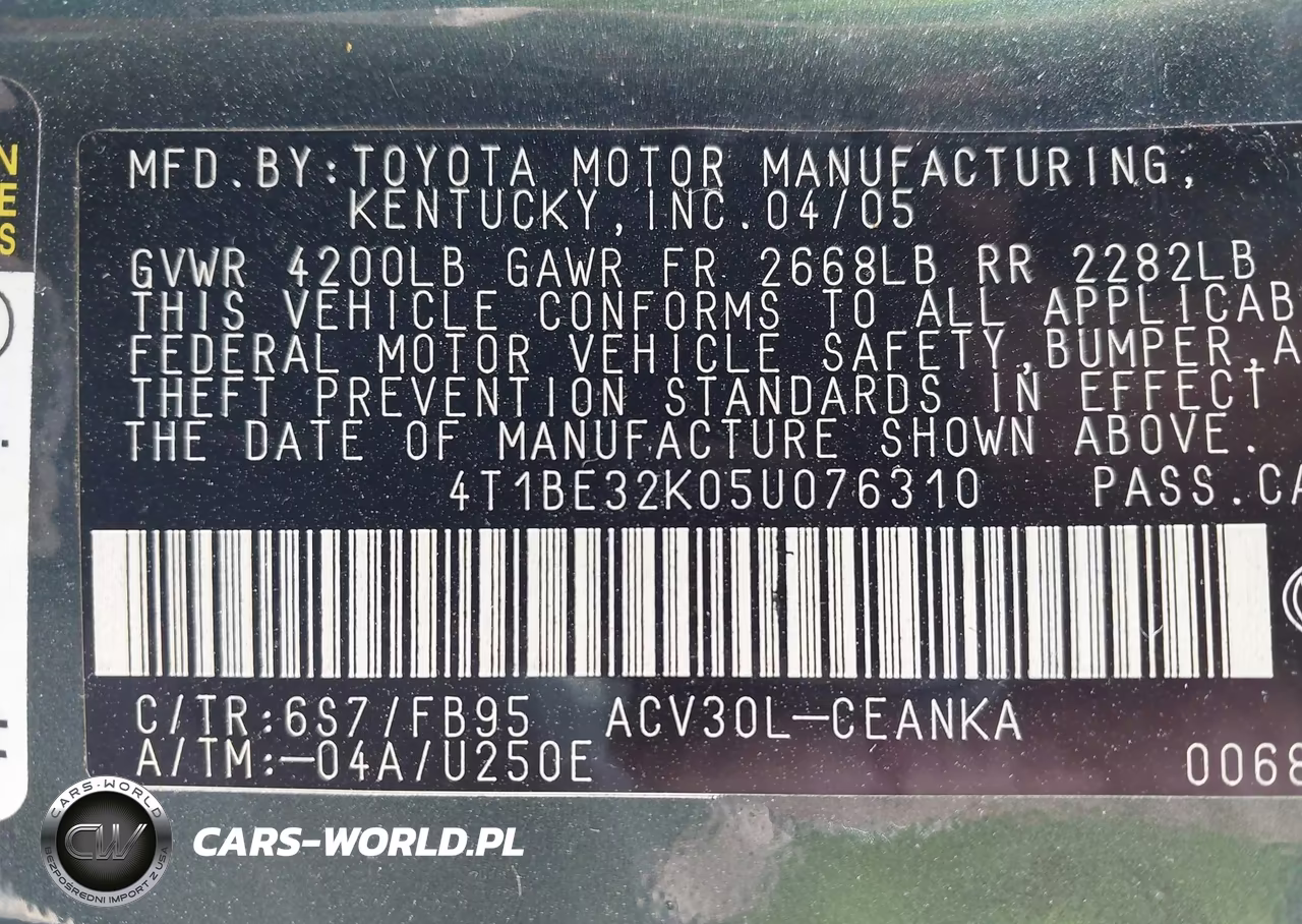 2005 Toyota Camry Le VIN:4T1BE32K05U076310 - 9