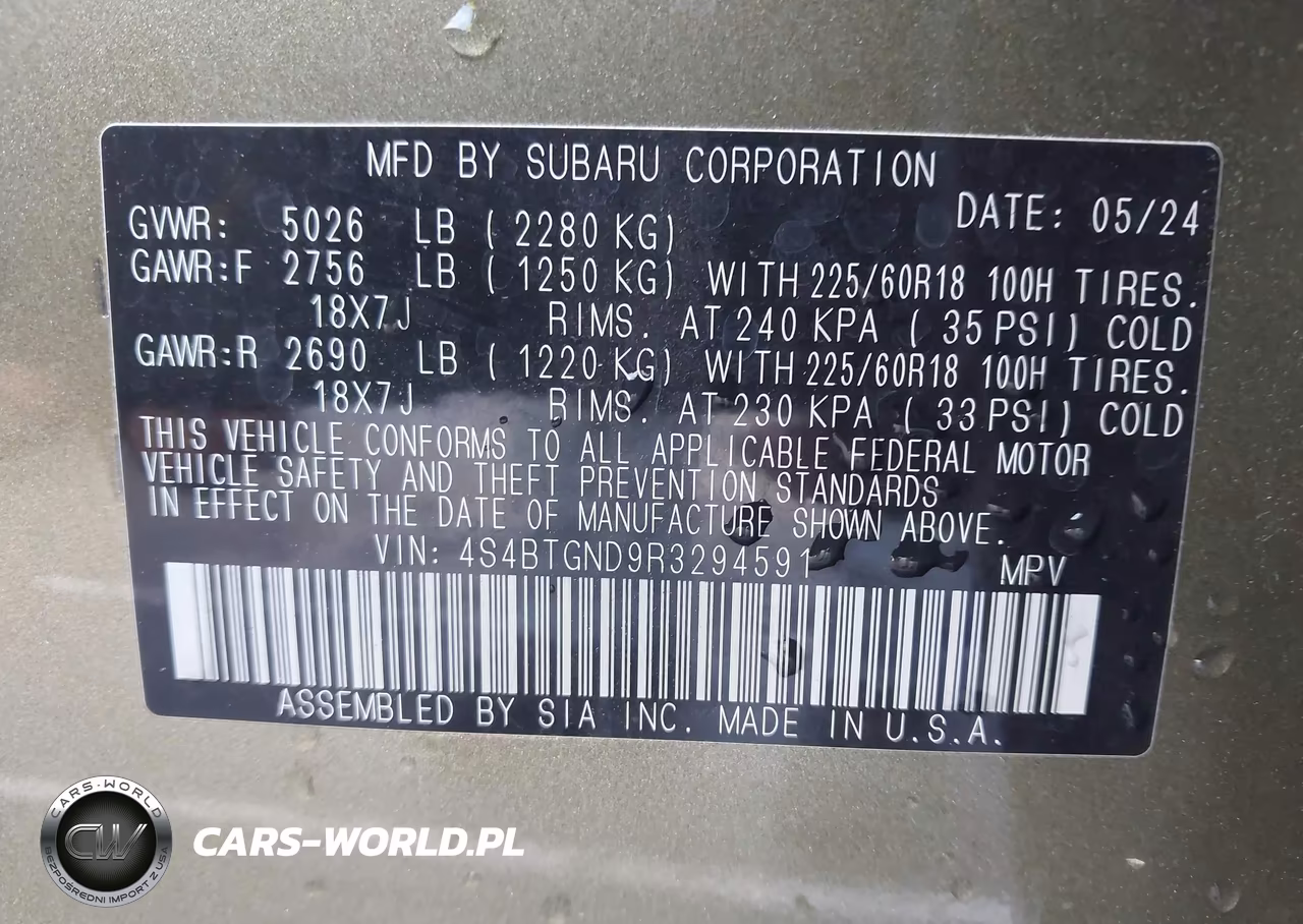 2024 Subaru Outback Limited Xt VIN:4S4BTGND9R3294591 - 9