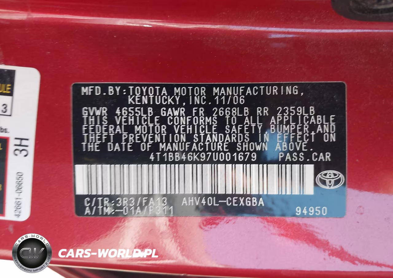 2007 Toyota Camry Hybrid VIN:4T1BB46K97U001679 - 9