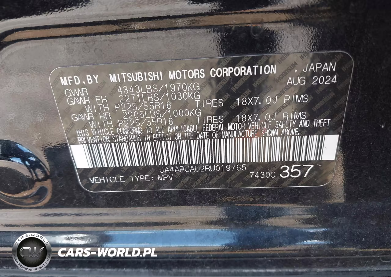 2024 Mitsubishi Outlander Sport 2.0 Es Awc-2.0 Le Awc-2.0 Ralliart Awc-2.0 S Awc-2.0 Se Awc-2.0 Trail Edition Awc VIN:JA4ARUAU2RU019765 - 9